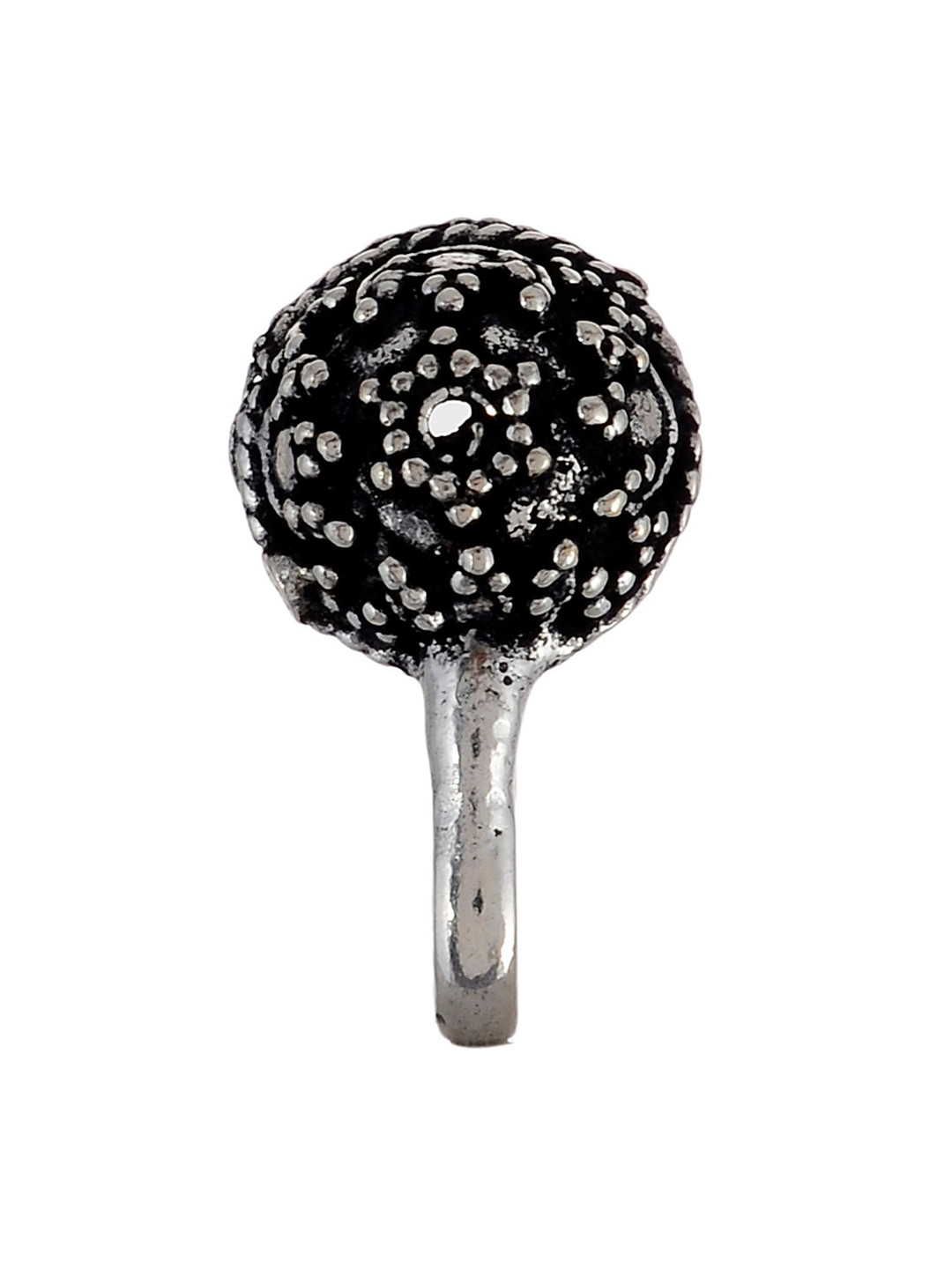 Silvermerc Designs Women Oxidised Silver-Plated & Black Nosepin