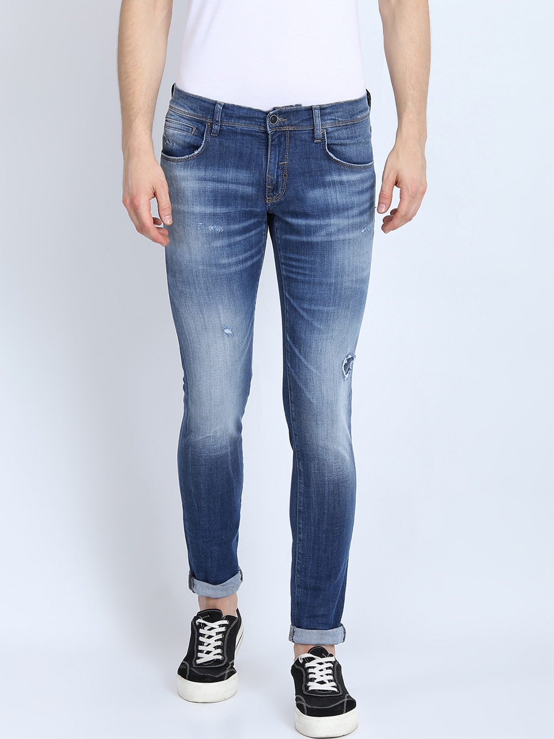 Buy Antony Morato Men Blue Slim Fit Mid Rise Low Distress Jeans Jeans For Men 9533637 Myntra
