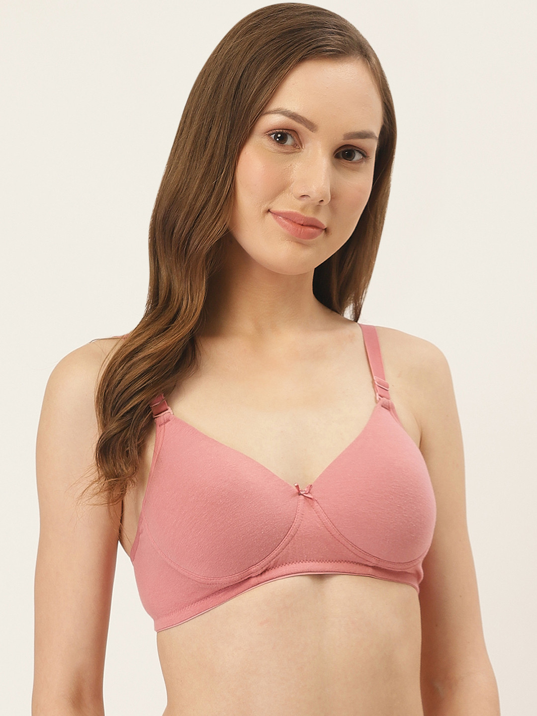 Inner Sense Mauve Solid Organic Cotton Antimicrobial Wire-Free Padded Bra ISB068