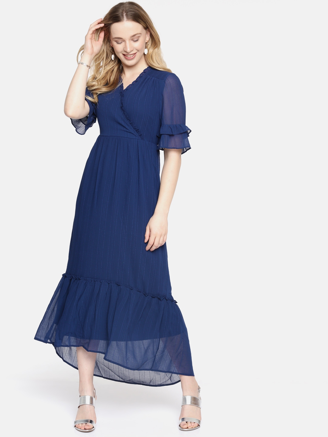 bule Sult rapport Buy Vero Moda Women Navy Blue Striped Maxi Dress - Dresses for Women  9551217 | Myntra