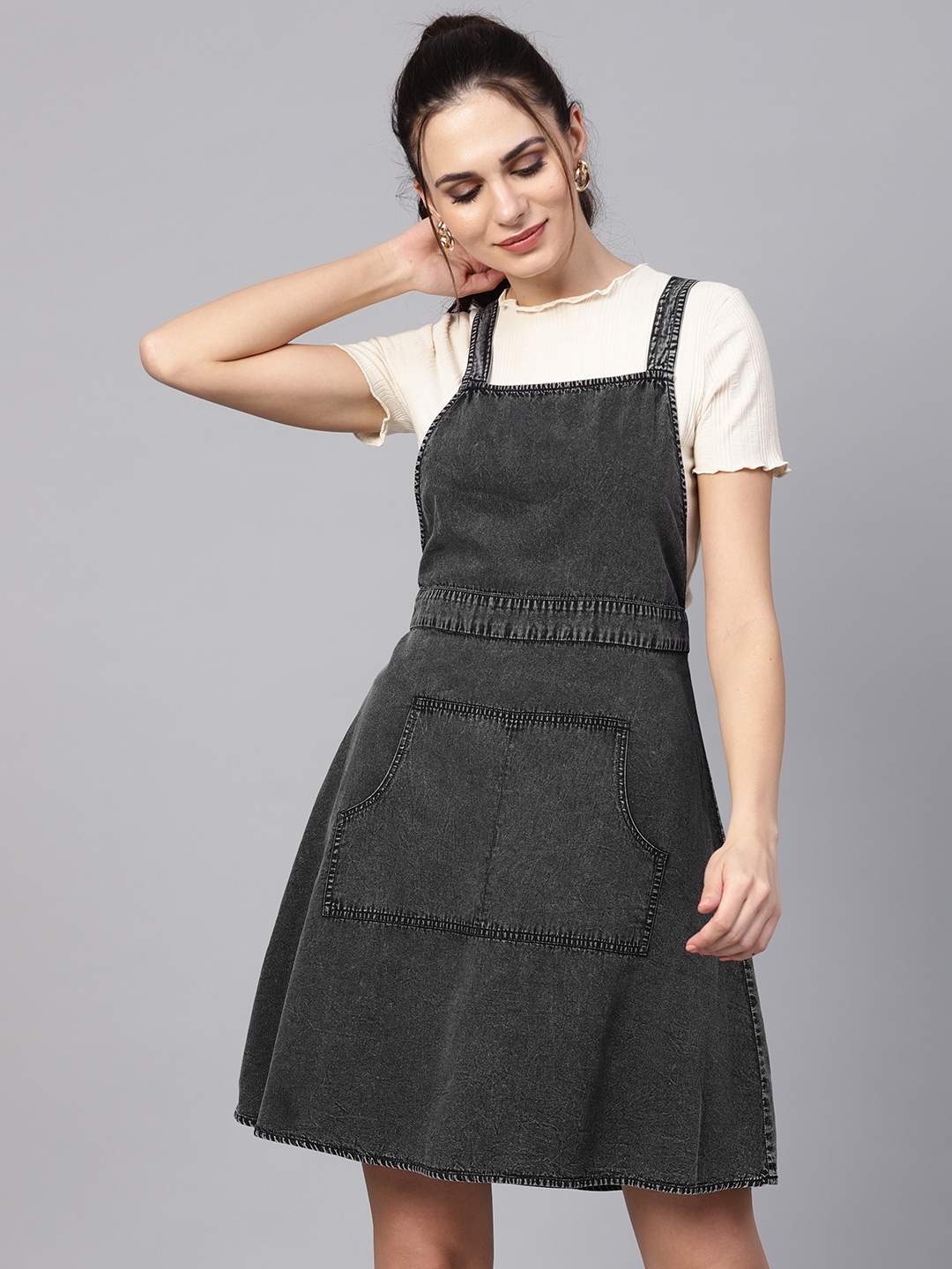 Grey pinafore on sale dress womens