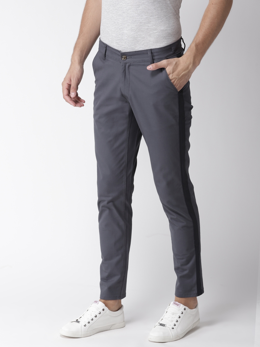 Buy Hubberholme Men Grey Slim Fit Solid Regular Trousers  Trousers for Men  9566317  Myntra