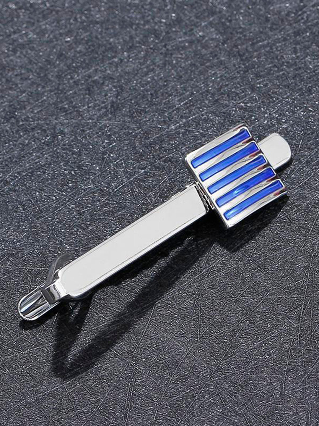 Peora Men Silver-Toned & Blue Brooch Tie Pin