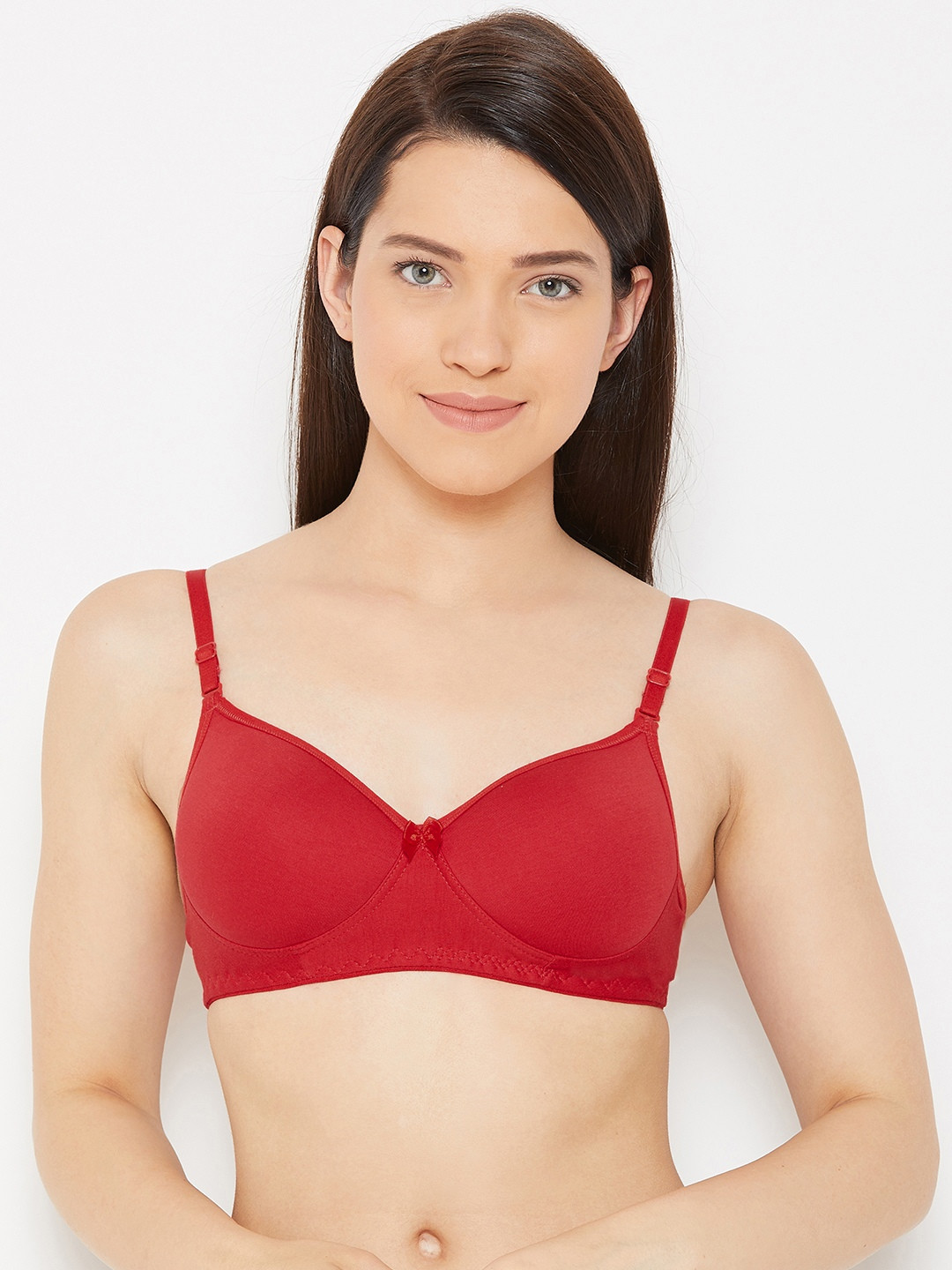 Lady Lyka Red Solid Non-Wired Lightly Padded T-shirt Bra MISTIQUE