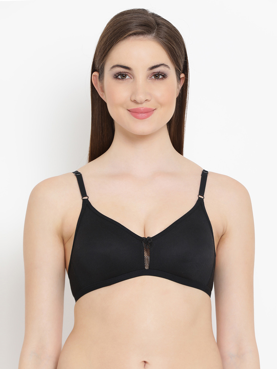 Clovia Everyday Cotton Wirefree Nonpadded T Shirt Bra In Black