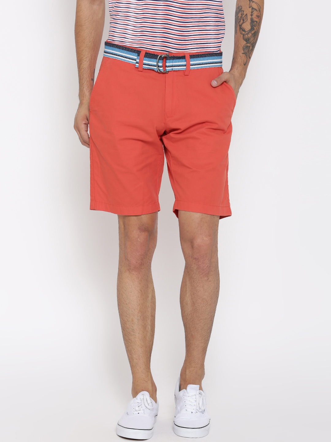 Orange chino shorts mens store
