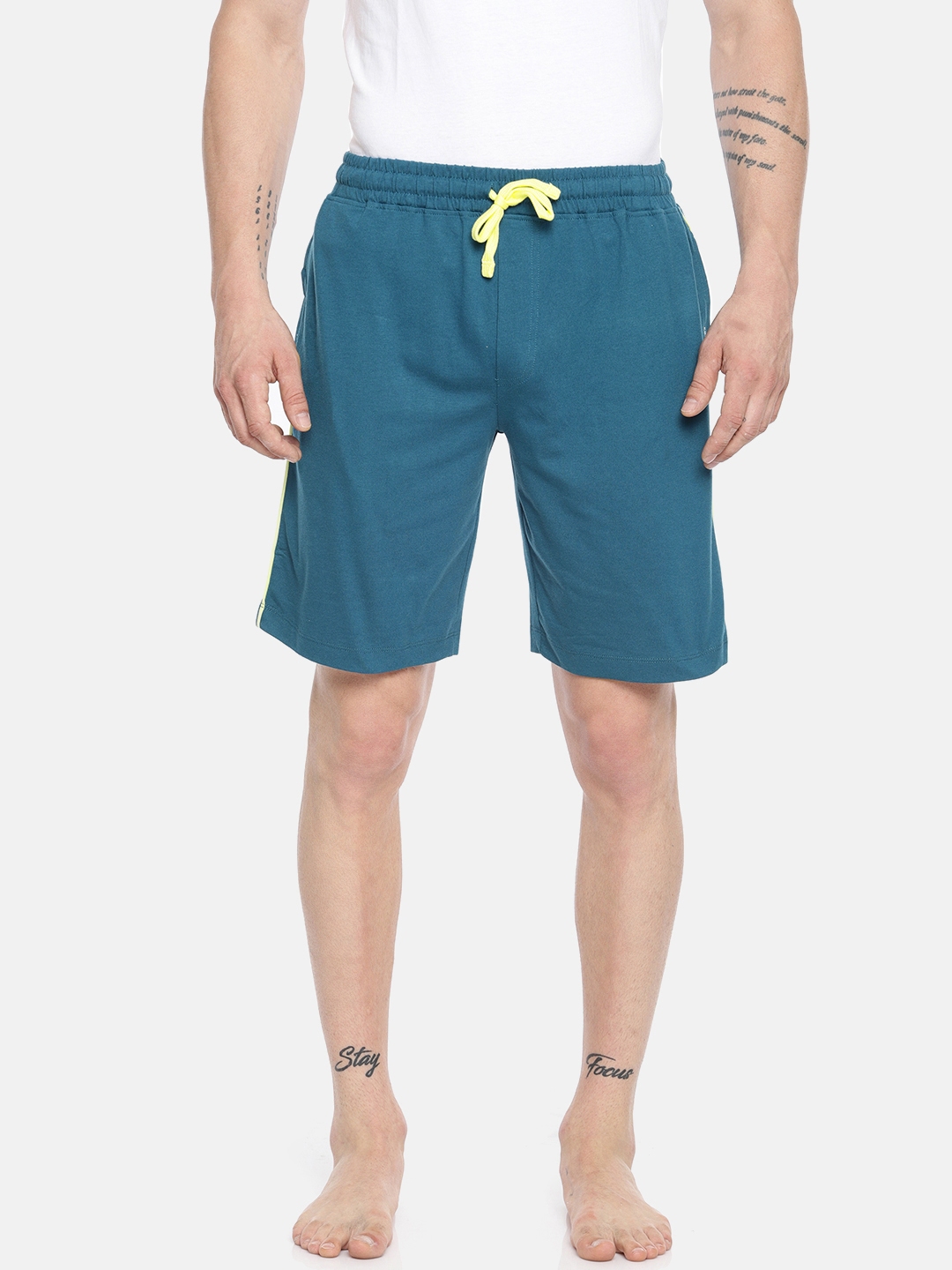 The Loom Men Blue Solid Lounge Shorts