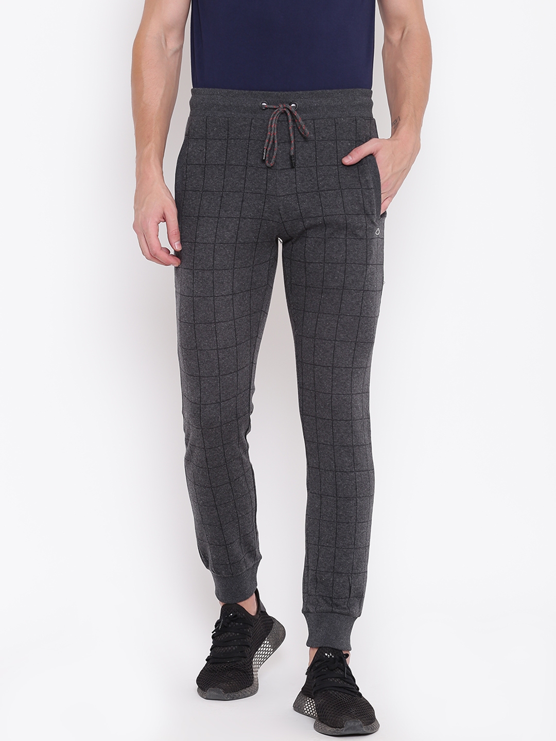 mens checked joggers