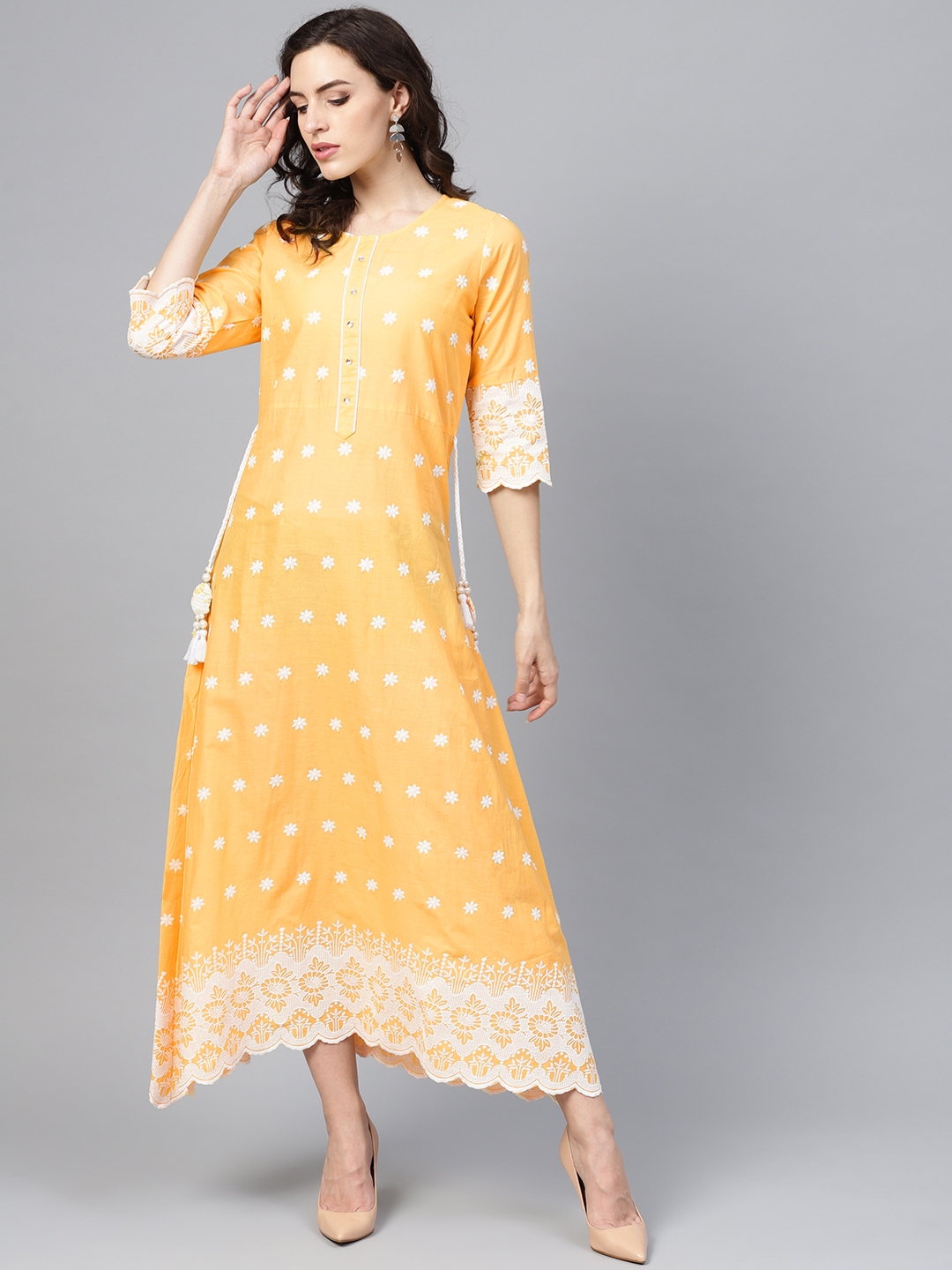 chikankari maxi dress