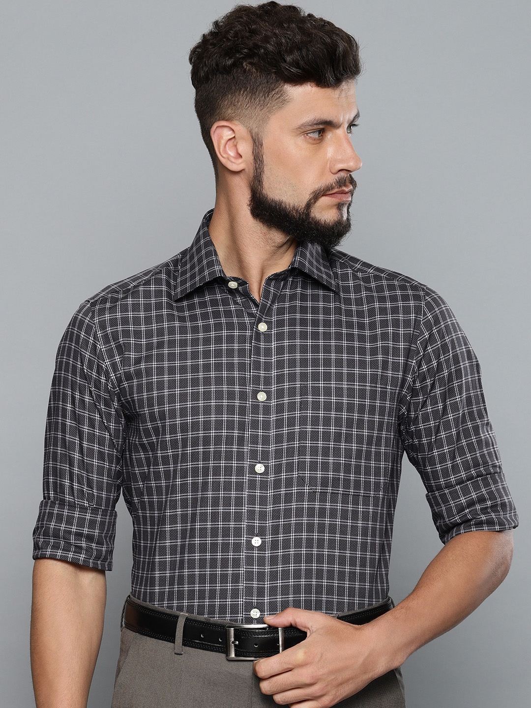 LOUIS PHILIPPE Men Checkered Formal Black, White Shirt - Buy LOUIS PHILIPPE  Men Checkered Formal Black, White Shirt Online at Best Prices in India