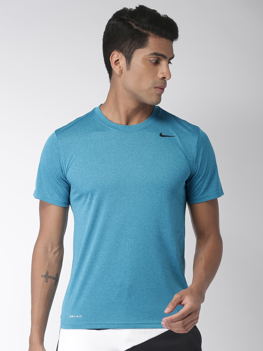 Nike Men Teal Blue Solid Standard Fit AS M LGD 2.0 DRI FIT Training T shirt