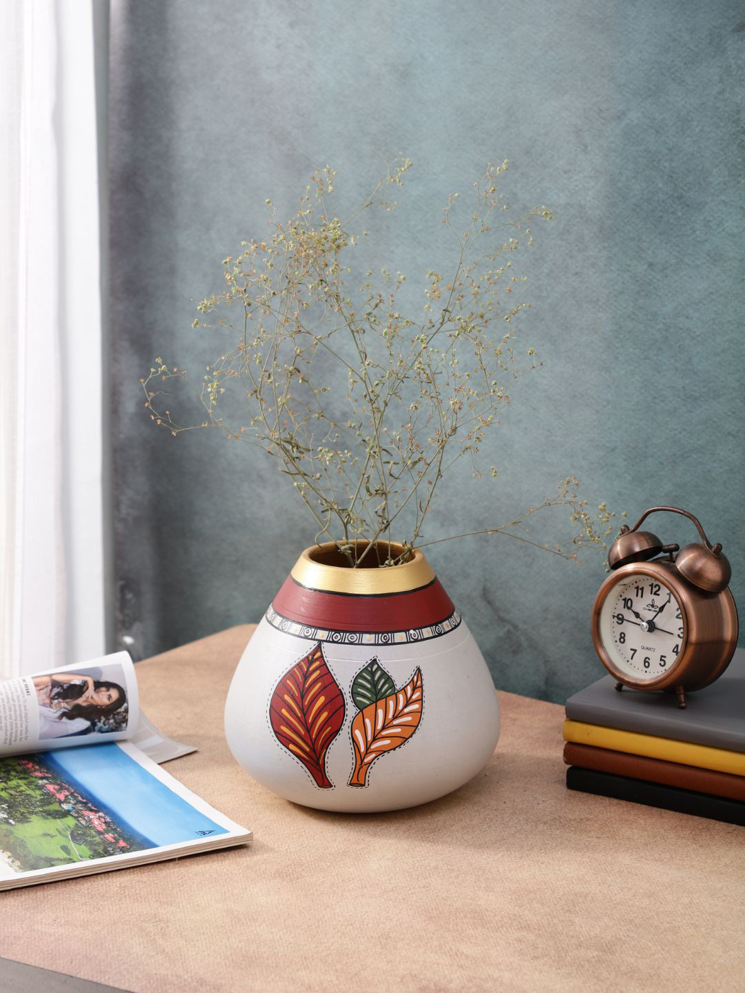 VarEesha Multicoloured Handcrafted Terracotta Drop Shape Vase