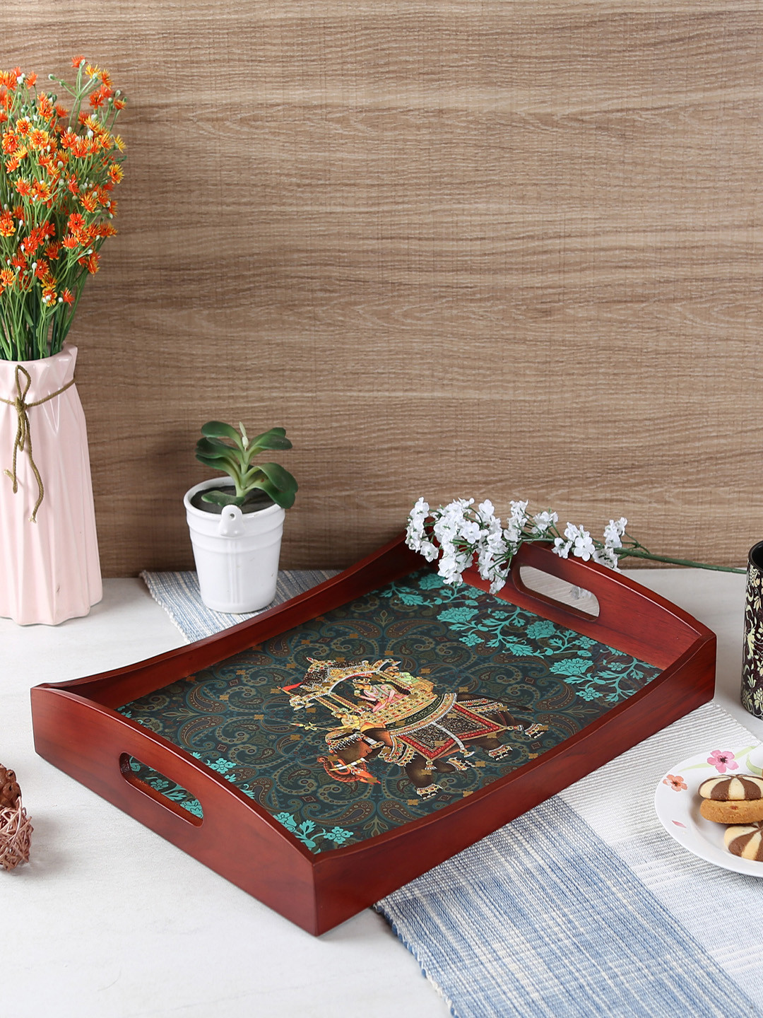 Reinvention Factory Brown Printed Large Serving Tray