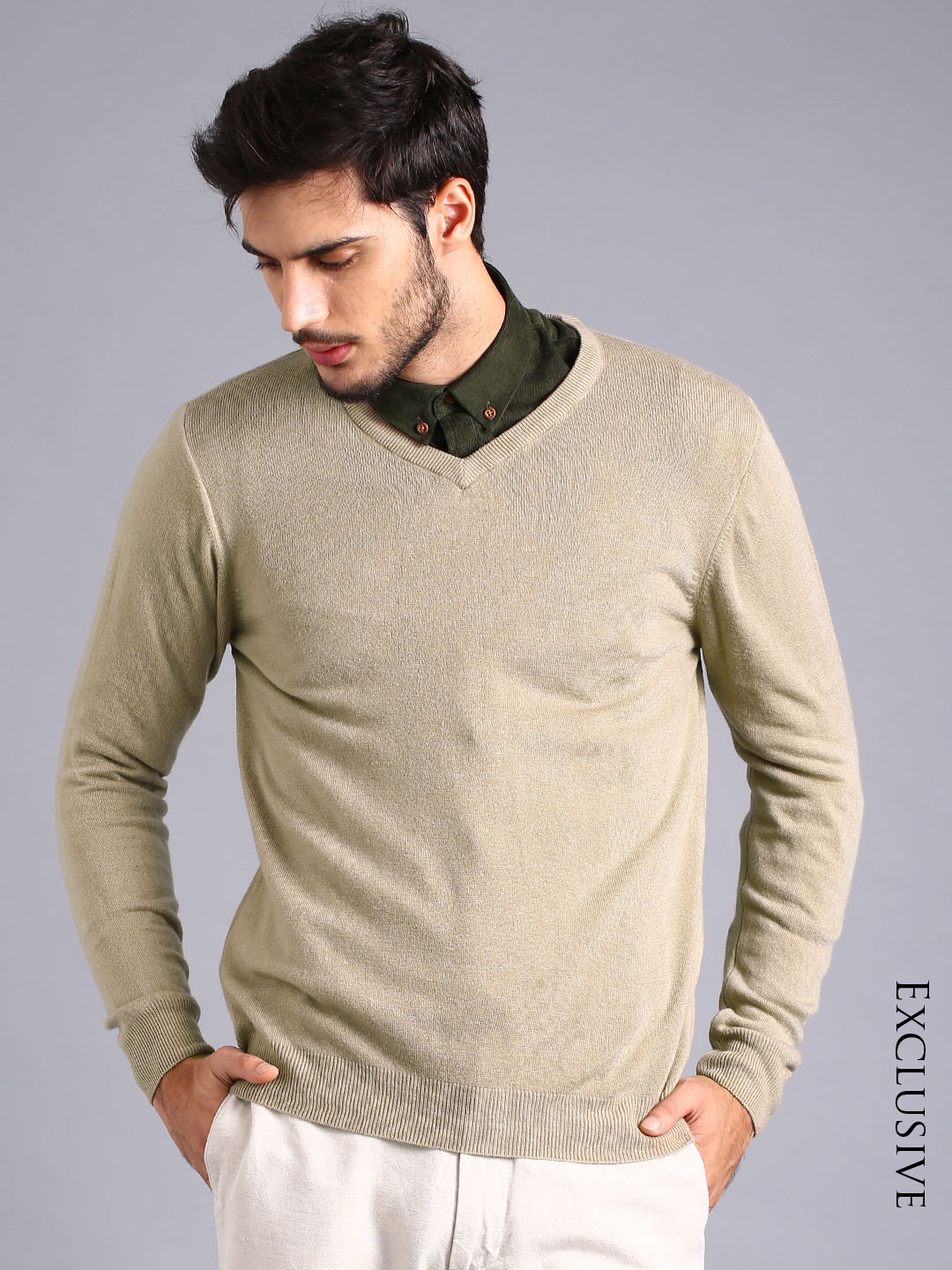 Buy ETHER Beige Super Soft Sweater - Sweaters for Men 965961