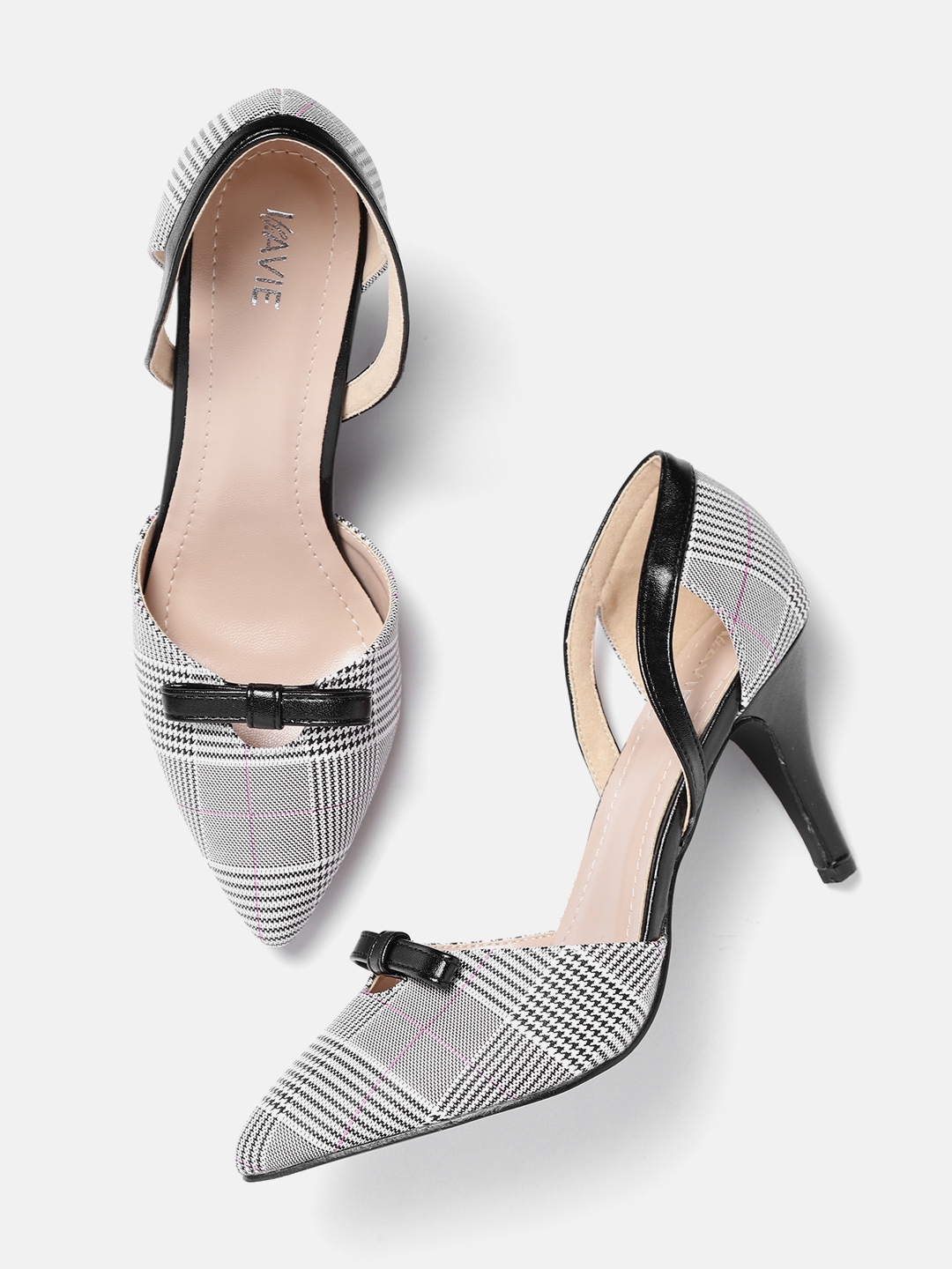 black and white checkered high heels