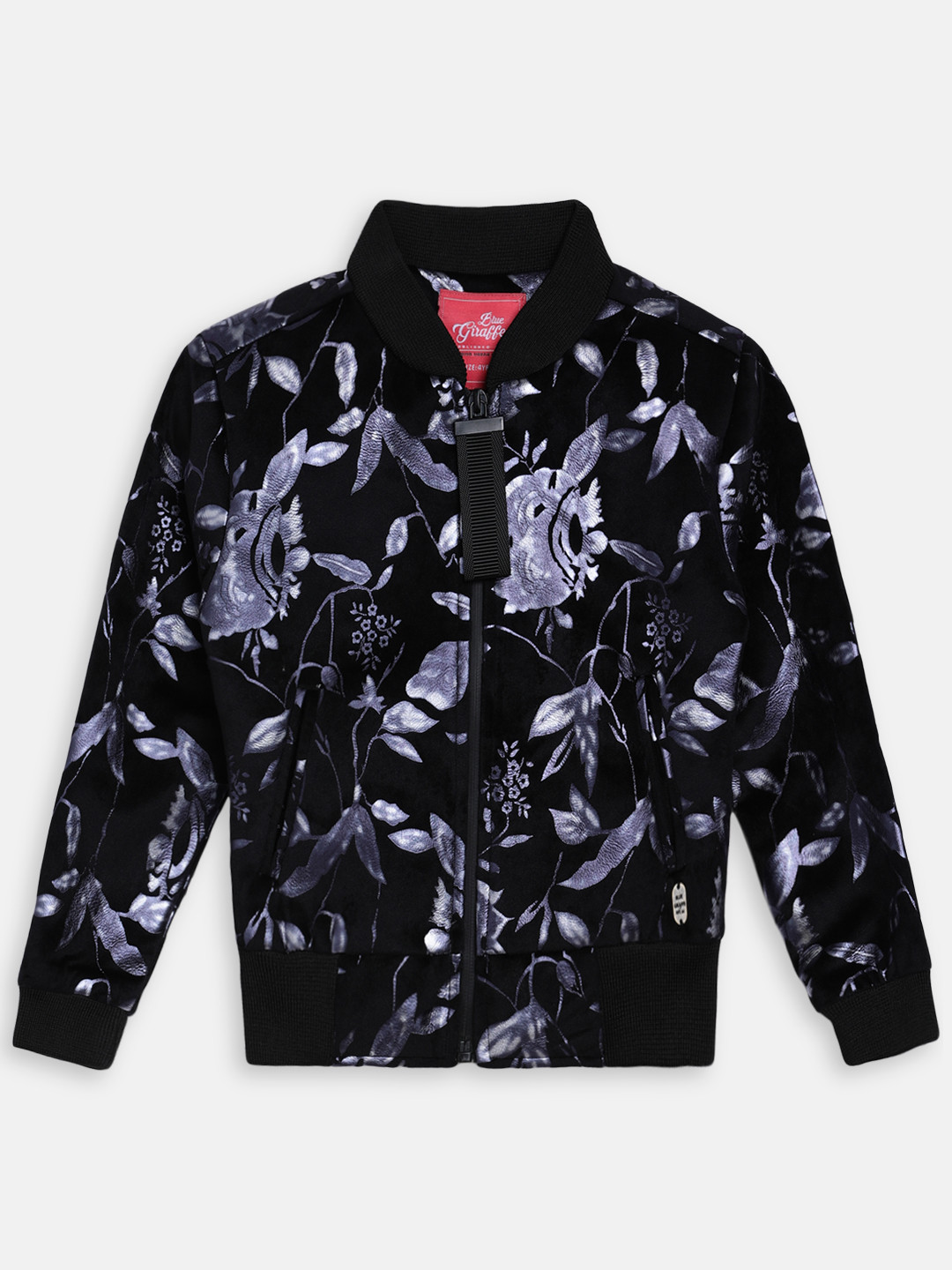 Blue Giraffe Boys Navy Blue Printed Bomber