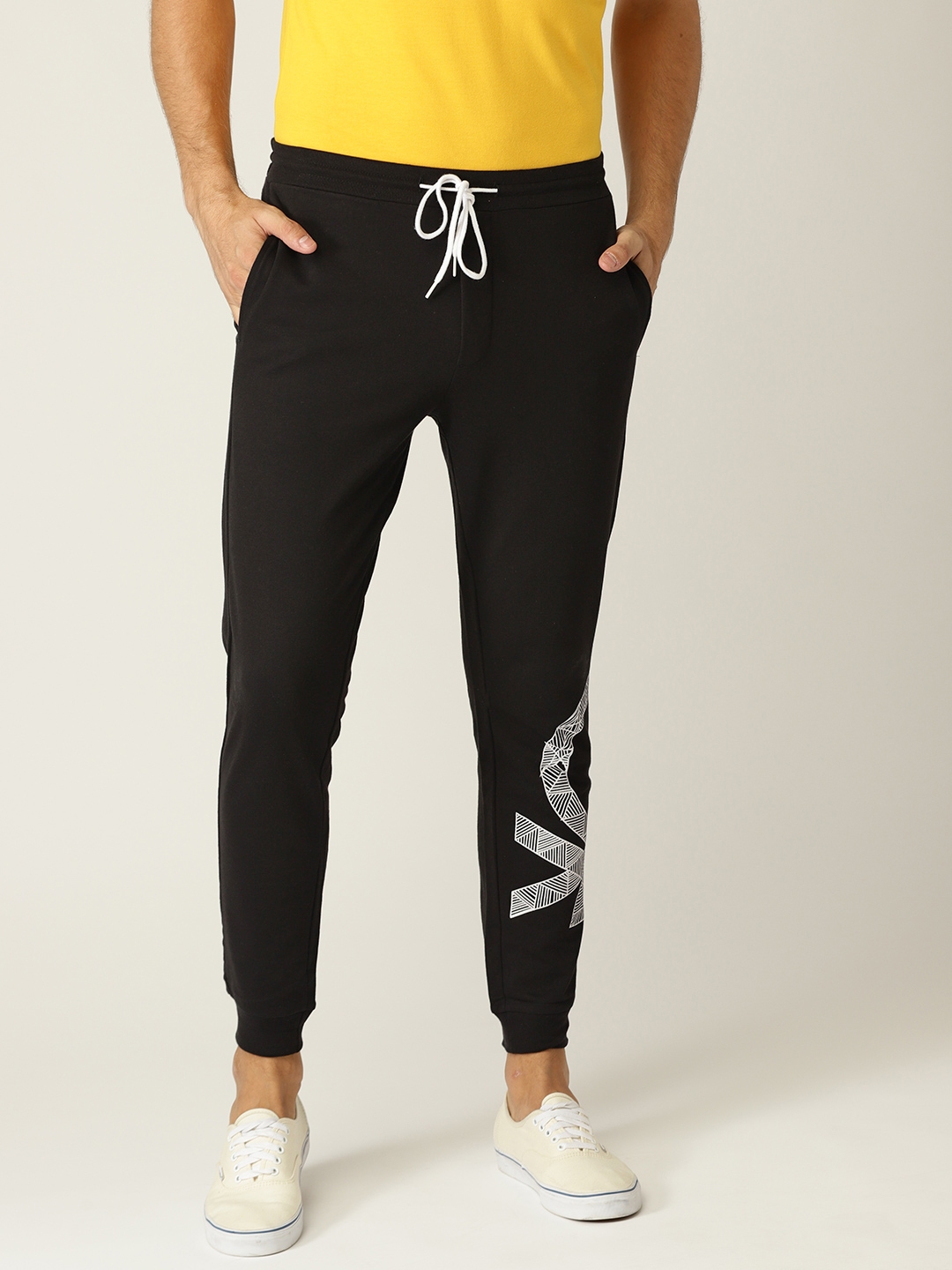 Buy United Colors Of Benetton Men Black Solid Joggers Track
