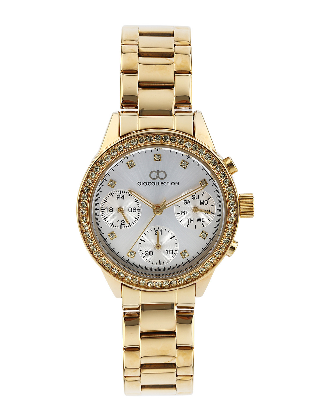 GIO COLLECTION Women Silver-Toned Embellished Dial Watch G2006-33