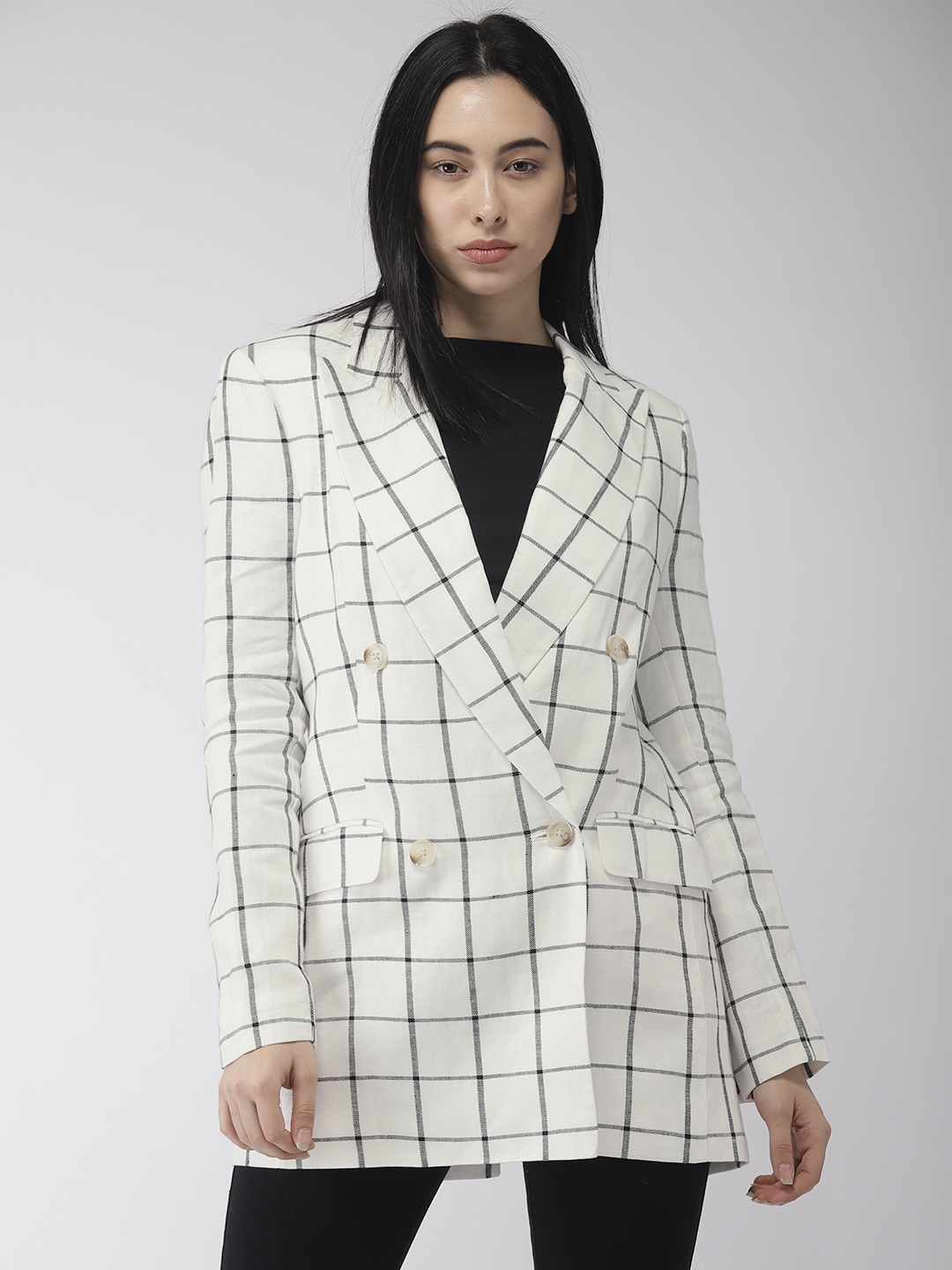 kvadrat ambar posjetilac  Buy Marks & Spencer Women White & Black Checked Blazer - Blazers for Women  9718087 | Myntra