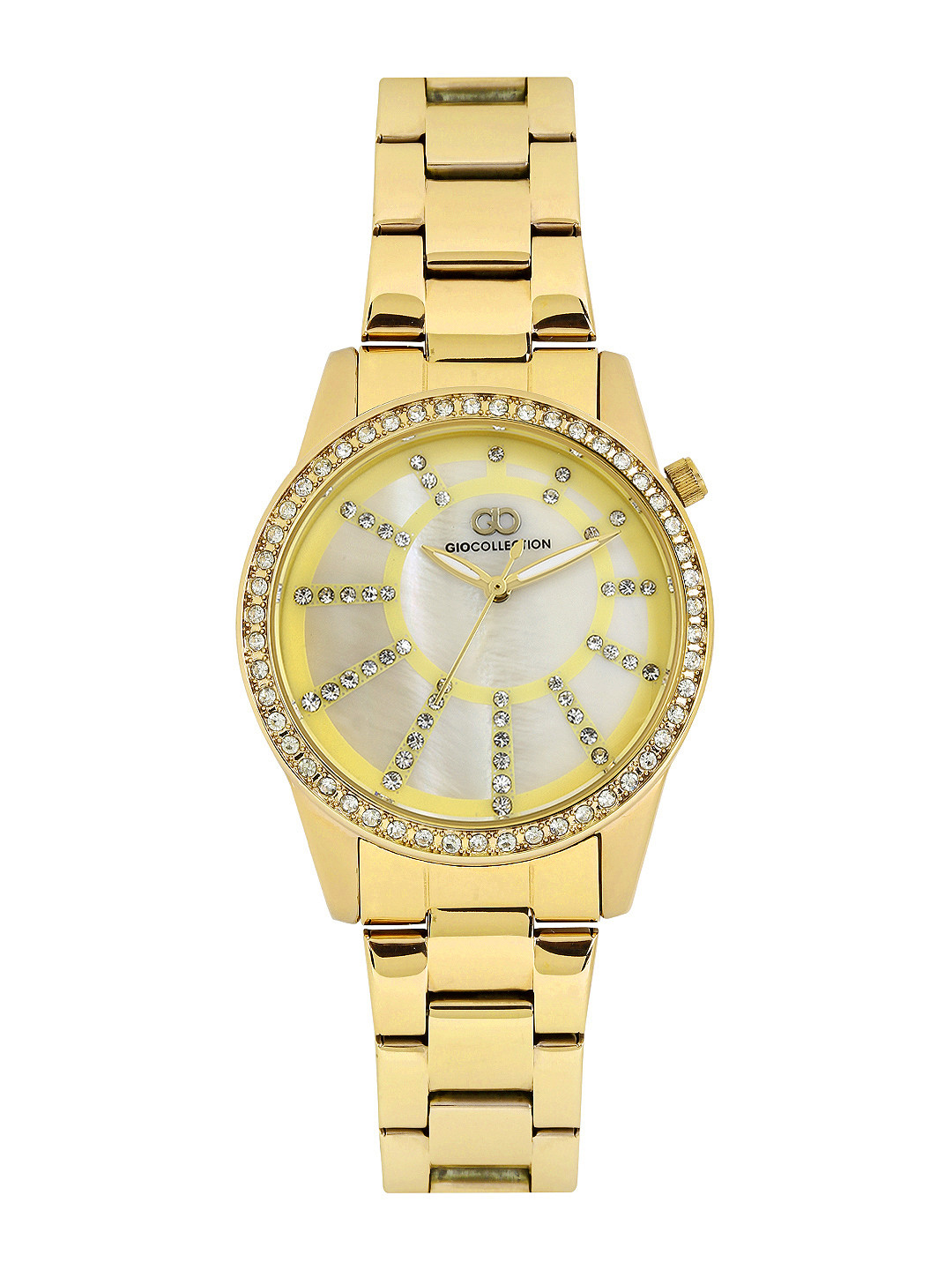 GIO COLLECTION Women Pearly White Dial Embellished Watch G2001-22