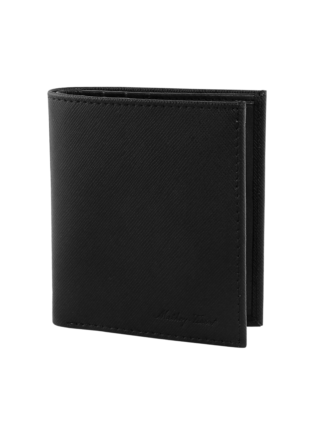 Mathey Tissot Unisex Black Checked Leather Two Fold Wallet