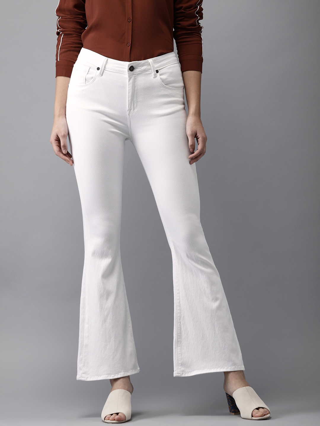 womens white flare jeans