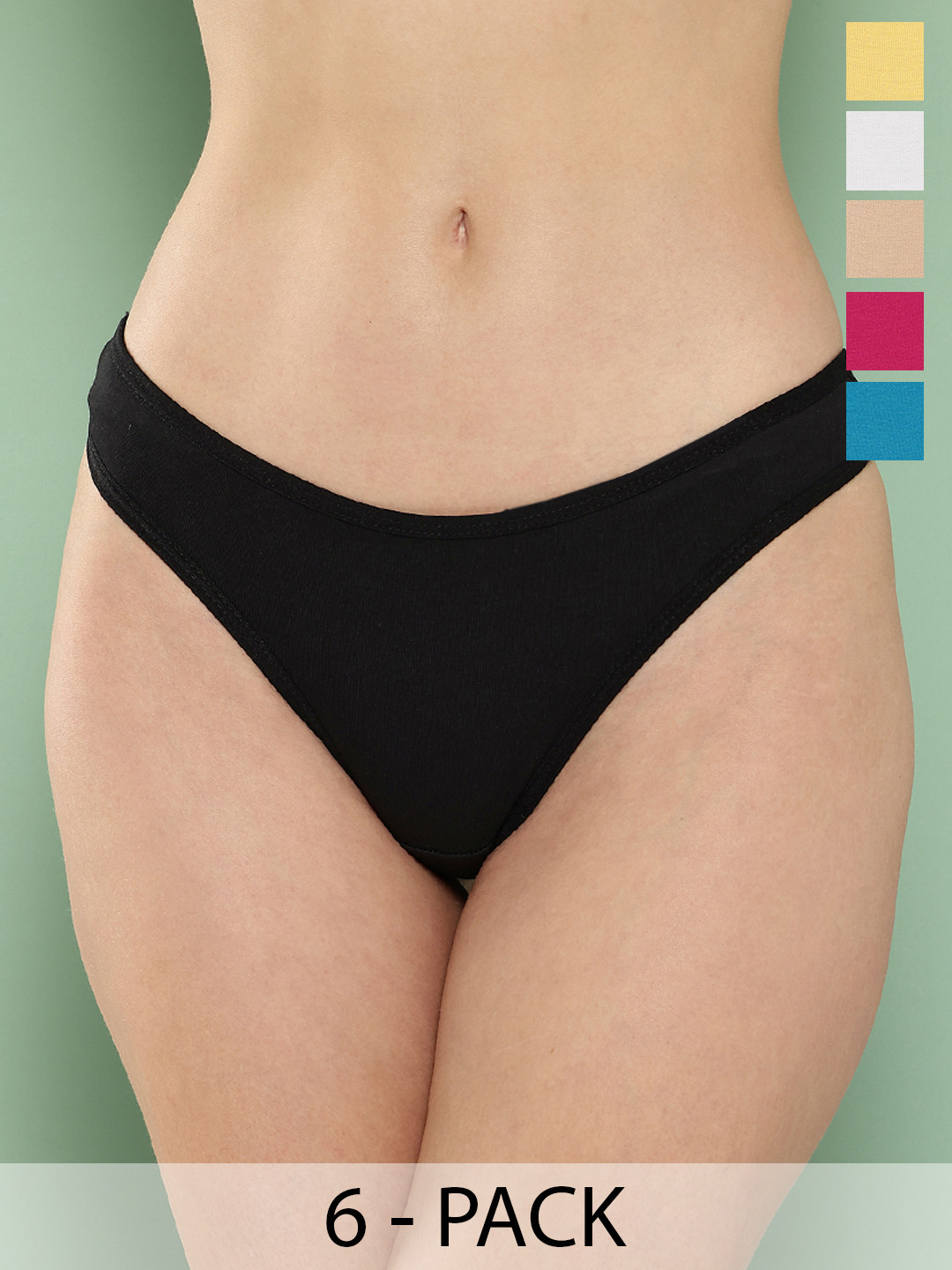 Leading Lady Women Pack of 6 Assorted Thongs m-Sunny-6-XL