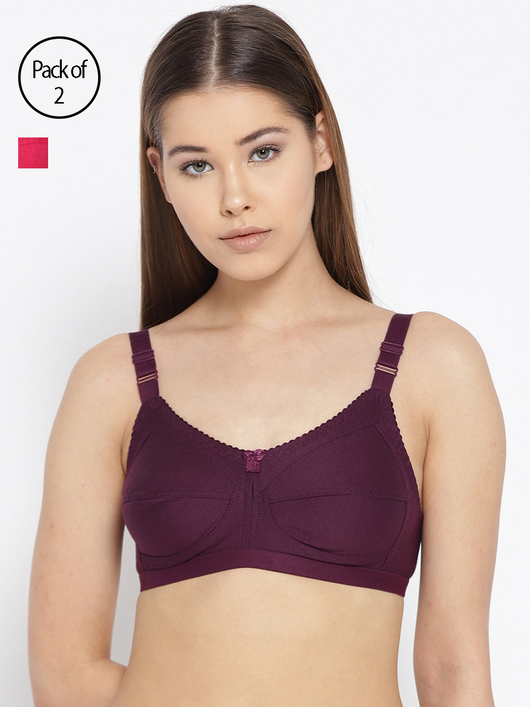 Leading Lady Pack of 2 Solid Non-Wired Non Padded T-shirt Bras m-CONCENT-2