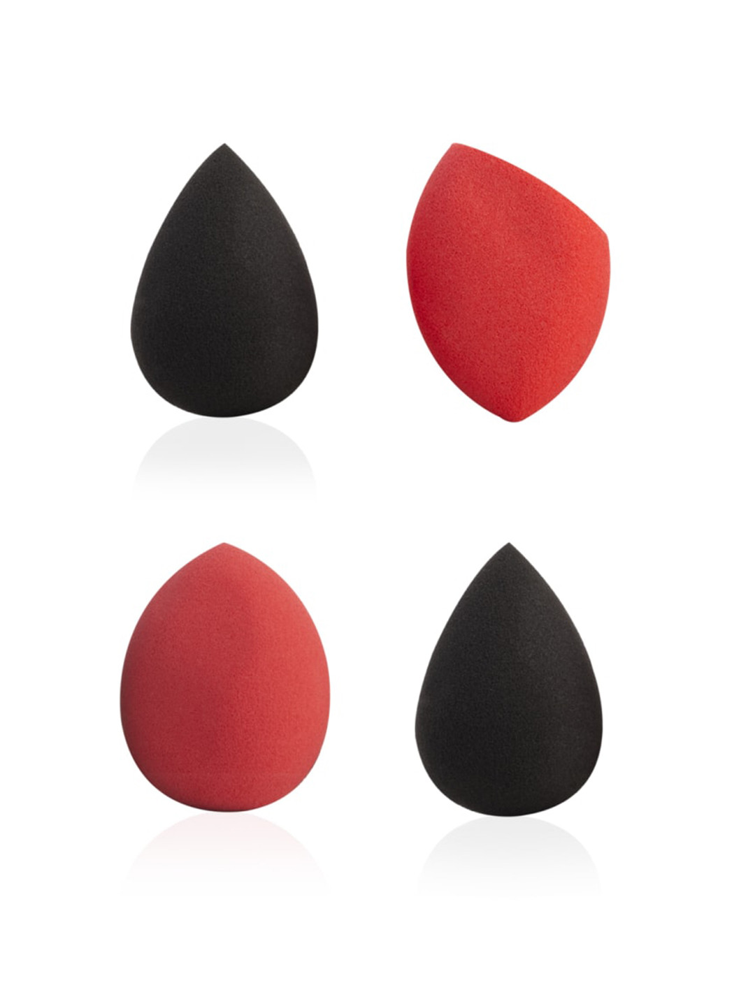 PAC Mini Sponge Set - Water Drop, Egg, Olive Cut - Red, Black - 4 Pc