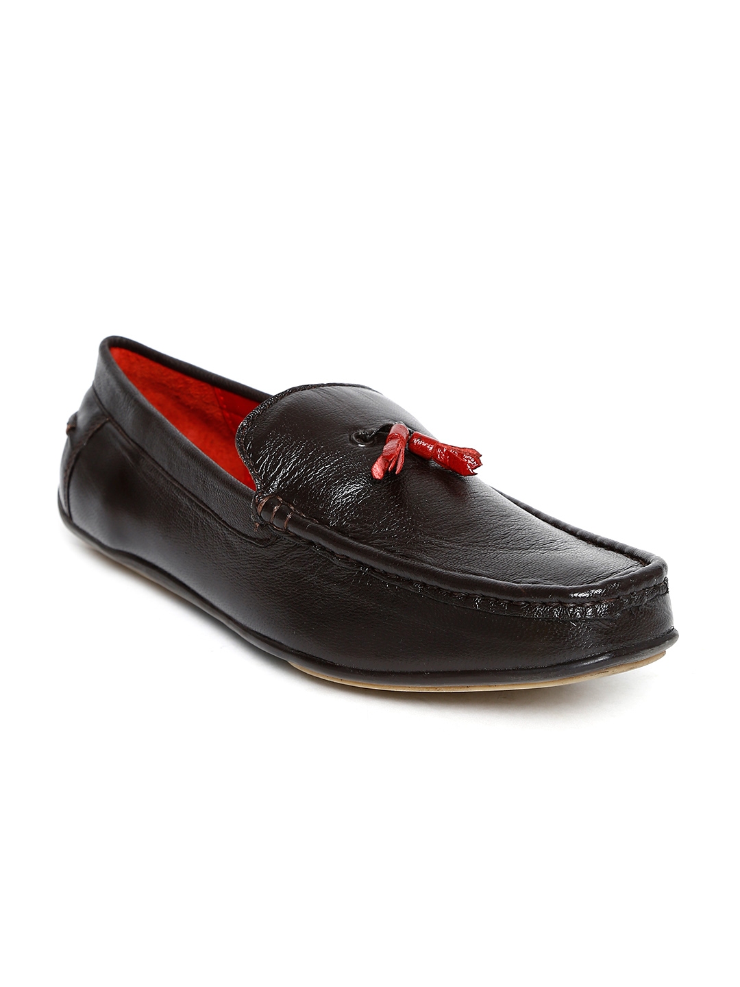 Buy Bata Men Dark Brown Leather Loafers 