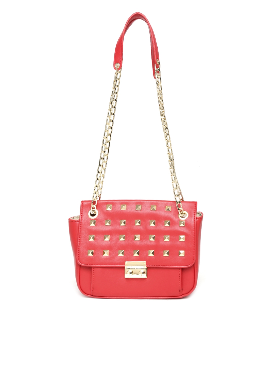 Red discount studded handbag