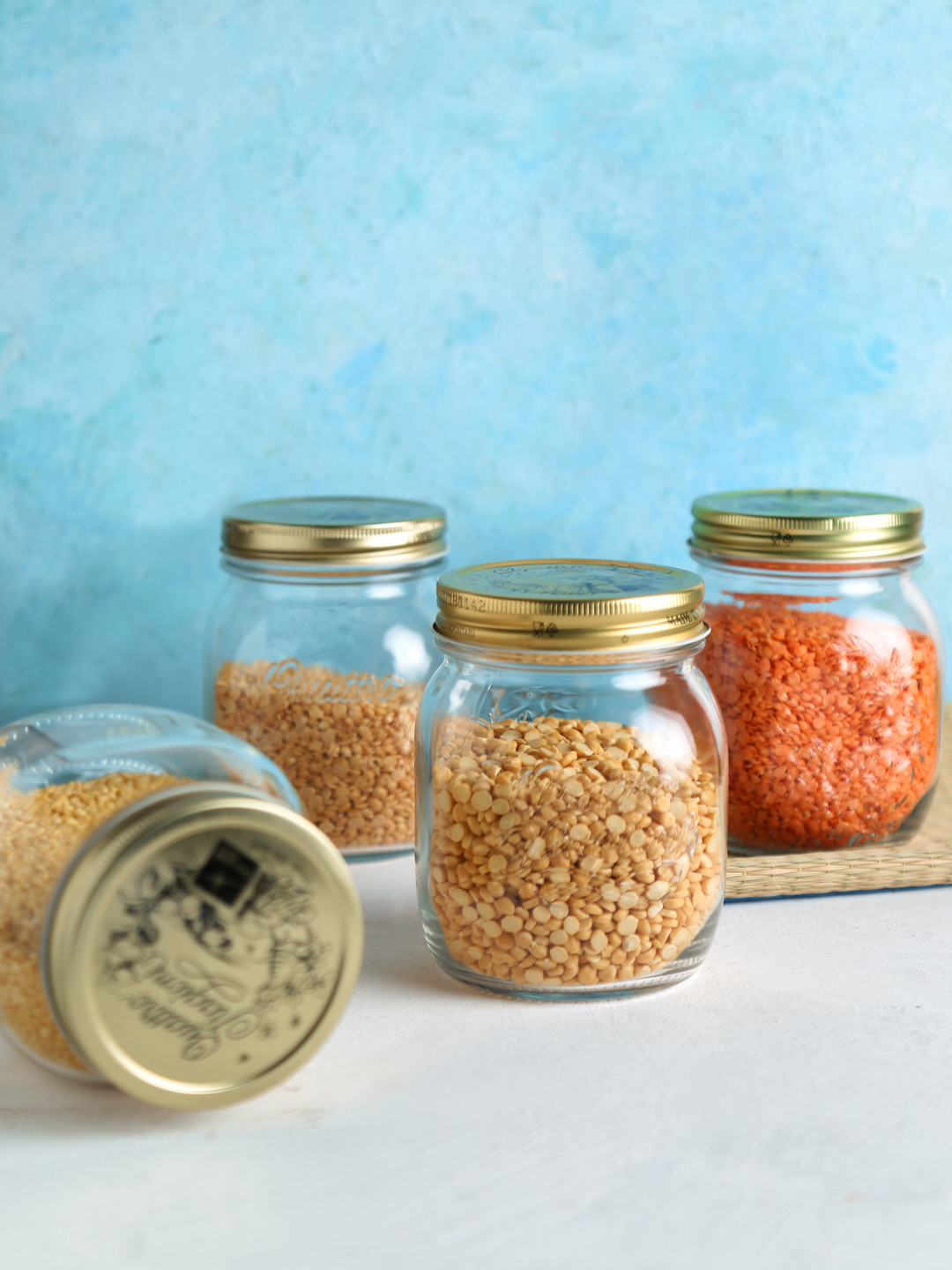 Bormioli Rocco Quattro Stagioni Transparent Glass Dishwasher Safe 4 Piece Screw Top Canister-500ml