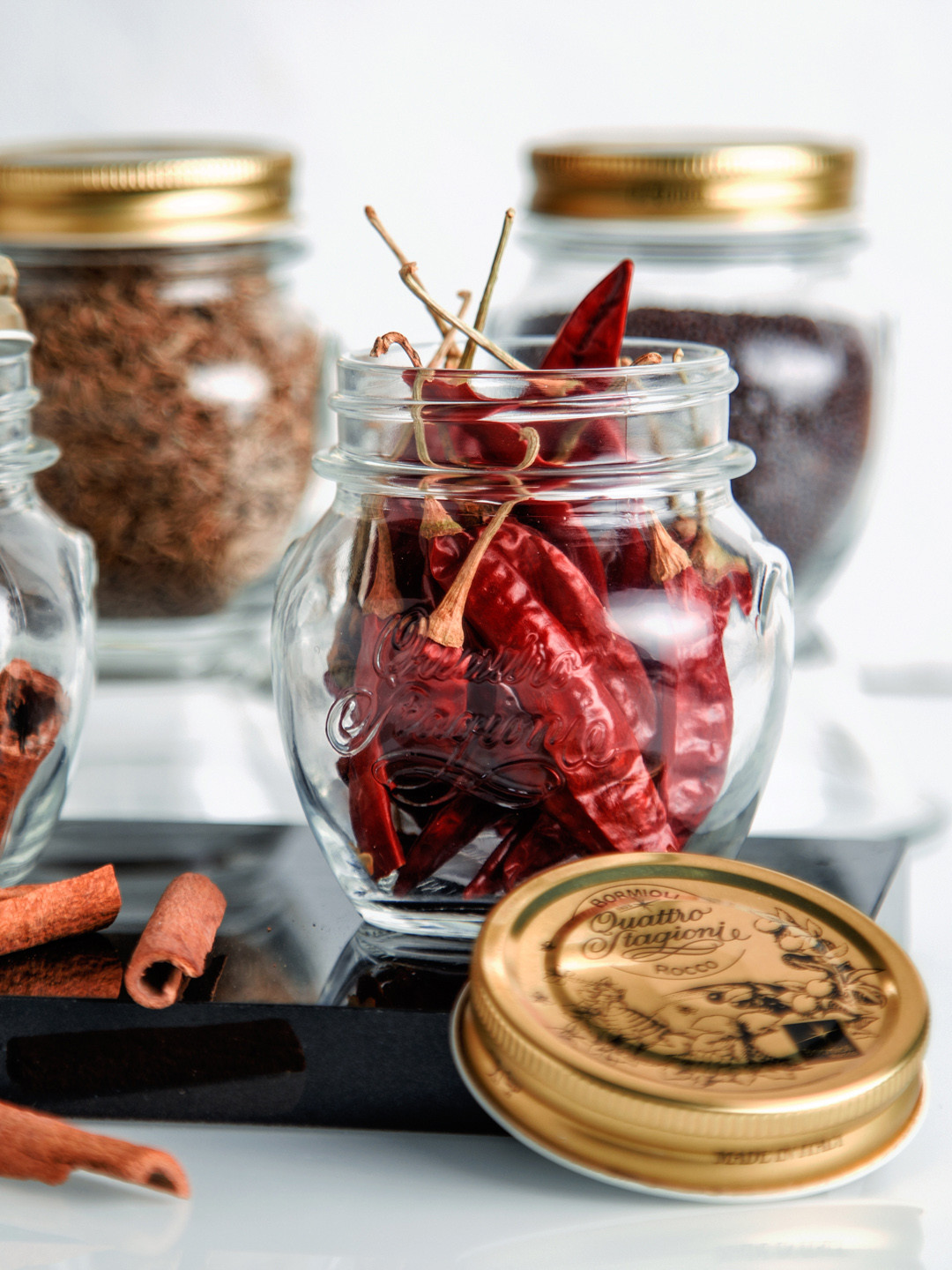 Bormioli Rocco Quattro Stagioni Amfora Transparent Glass Dishwasher Safe 4 Piece Screw Top Canister-300ml