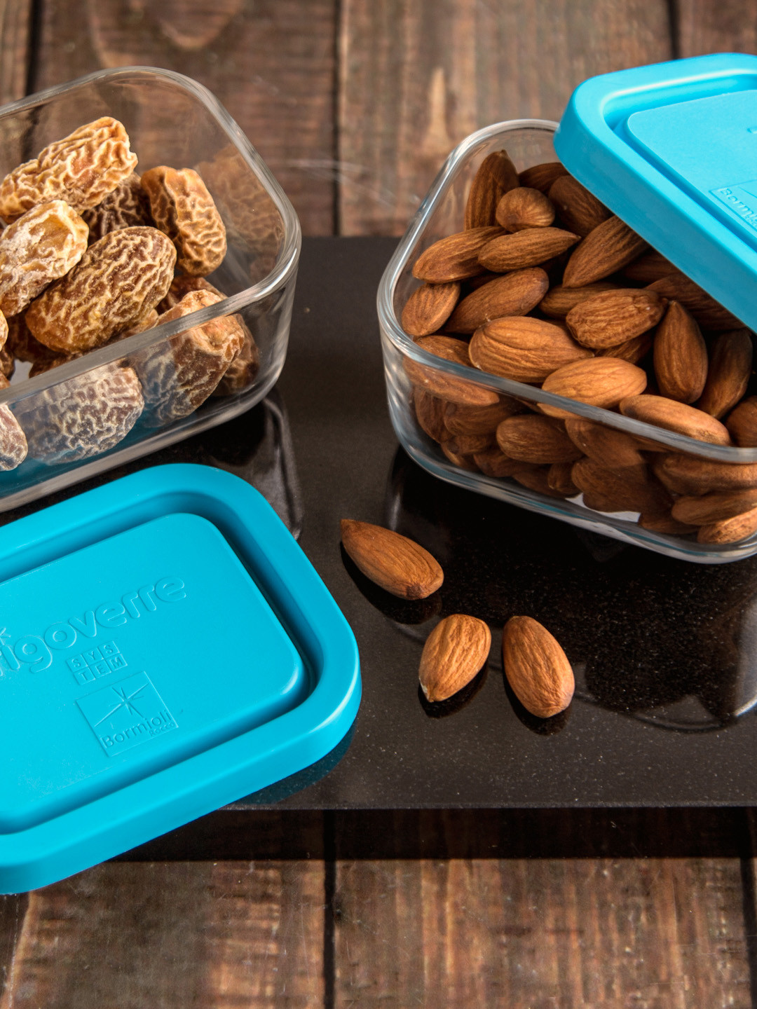 Bormioli Rocco Frigoverre Transparent Glass Dishwasher Safe 2 Piece Screw Top Graduated Container