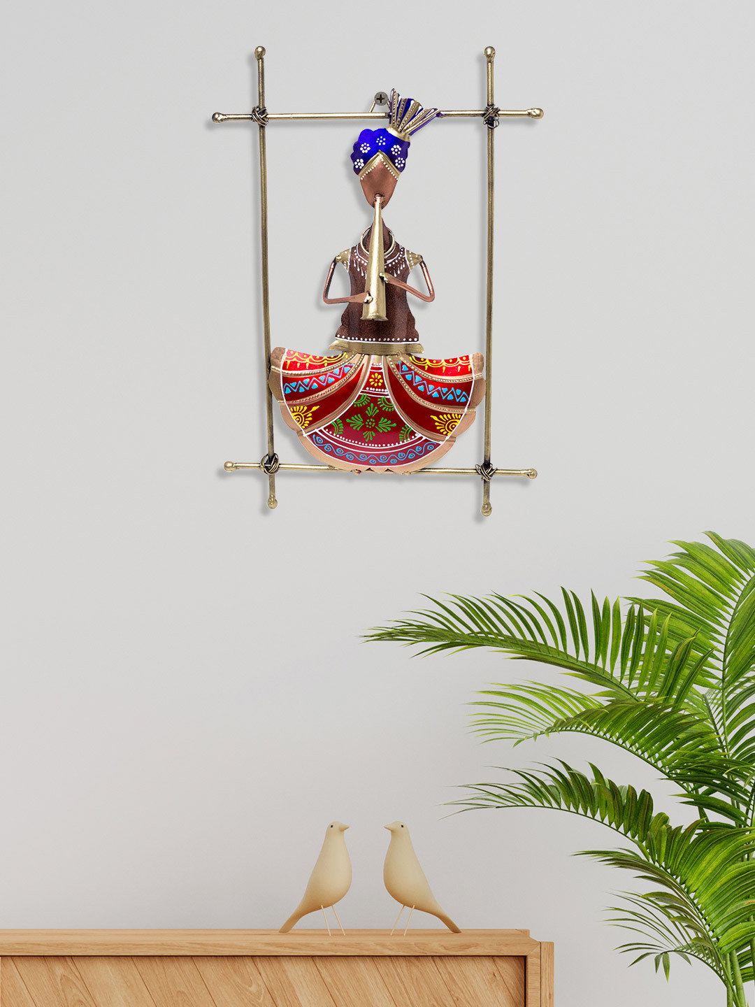 Golden Peacock Peacock Metal Ethnic Motifs Glossy Hanging Hall Wall Hangings-15In