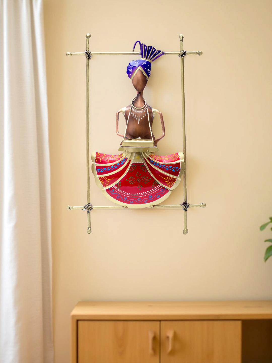 Golden Peacock Peacock Ceramic Ethnic Motifs Matte Hanging Hall Wall Hangings-15In