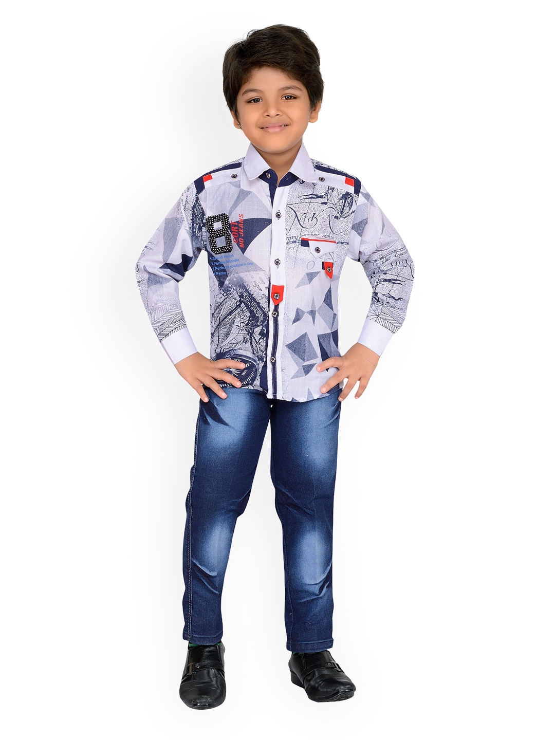 printed shirt with jeans