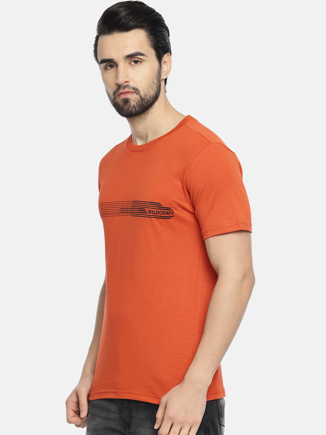 Wildcraft Men Orange Solid Round Neck 