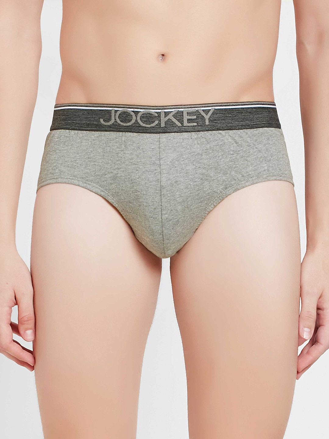 Jockey Men Grey Melange Solid Square Cut Briefs 8037-0105