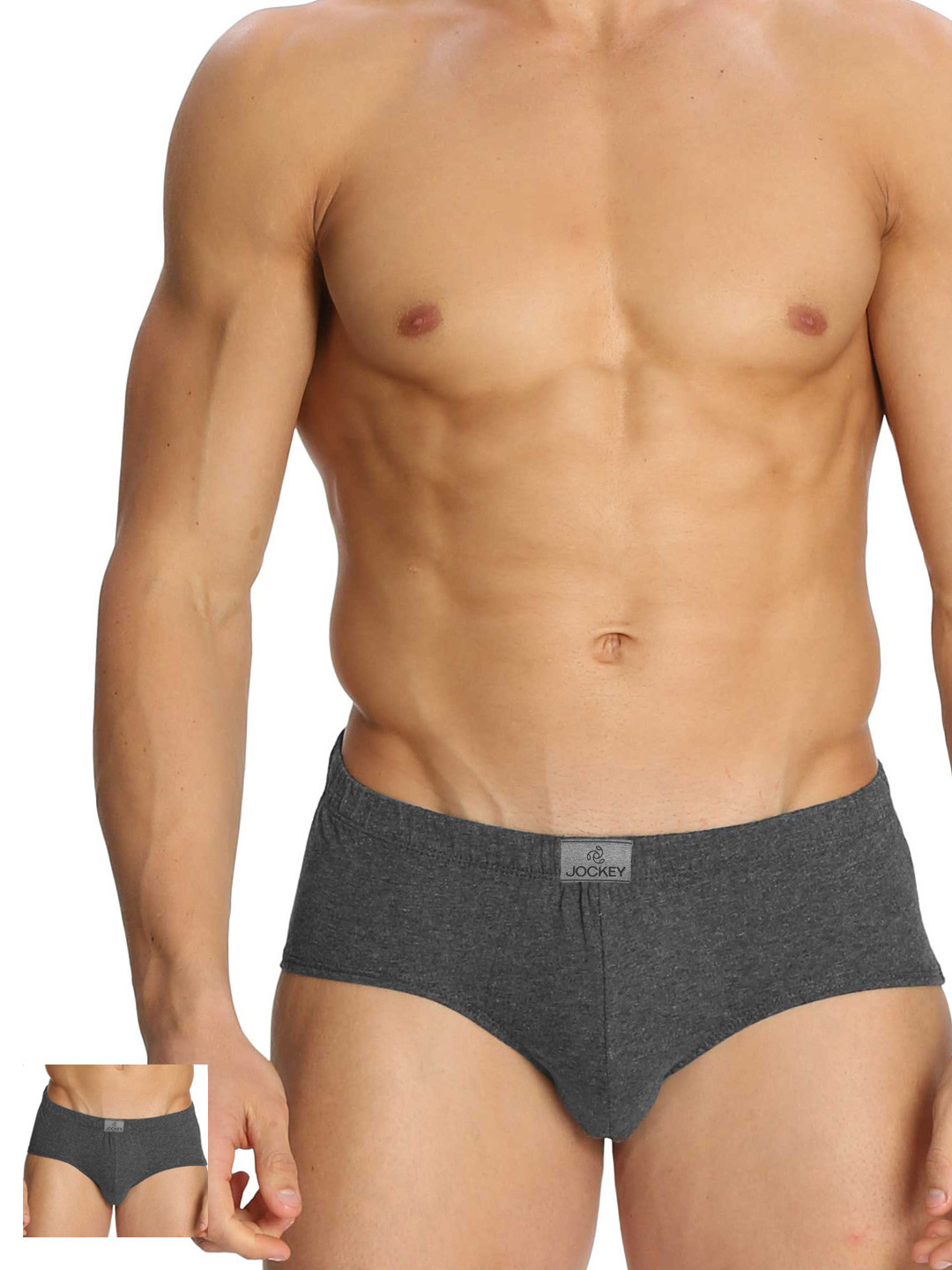 Jockey Men Charcoal Grey Pack of 2 PocoT Briefs 8035-0205