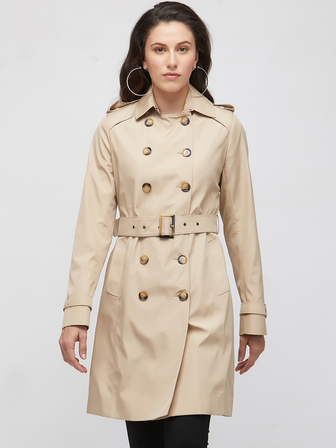 Buy Bebe Women Beige Solid Regular Fit Trench Coat - Coats for Women  9868063 | Myntra