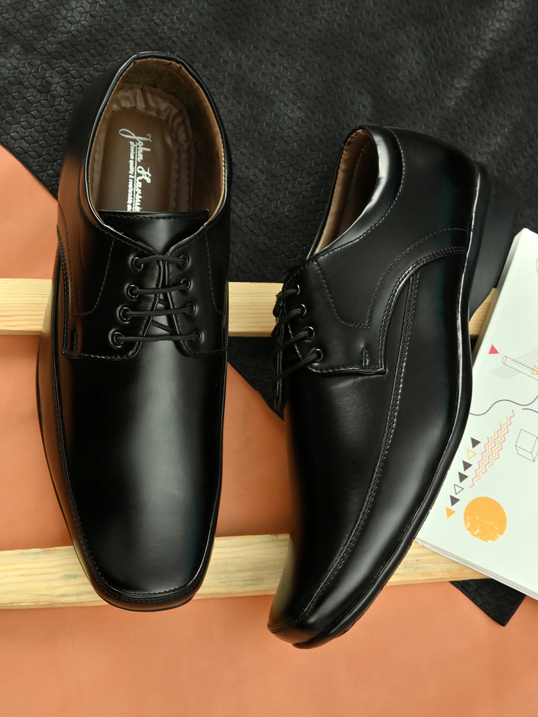 John Karsun Men Black Solid Formal Derbys