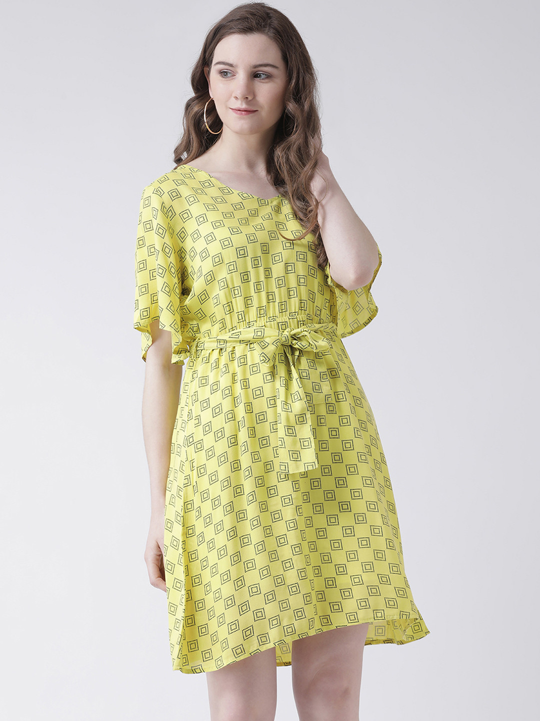 Leo Sansini Women Yellow Printed A-Line Dress