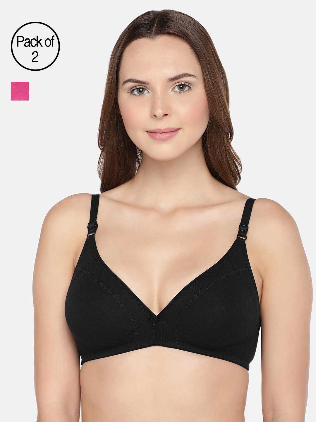 Inner Sense Women Organic Cotton Antimicrobial Seamless Triangular Bra (Pack of 2) ISB099