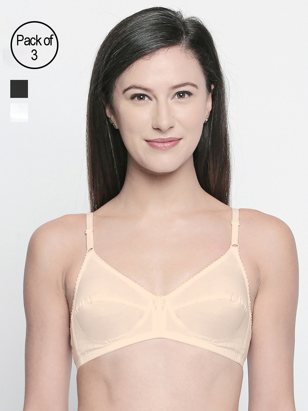 Bodycare Pack Of 3 Solid Non-Wired Non Padded Everyday Bra E5508BSW