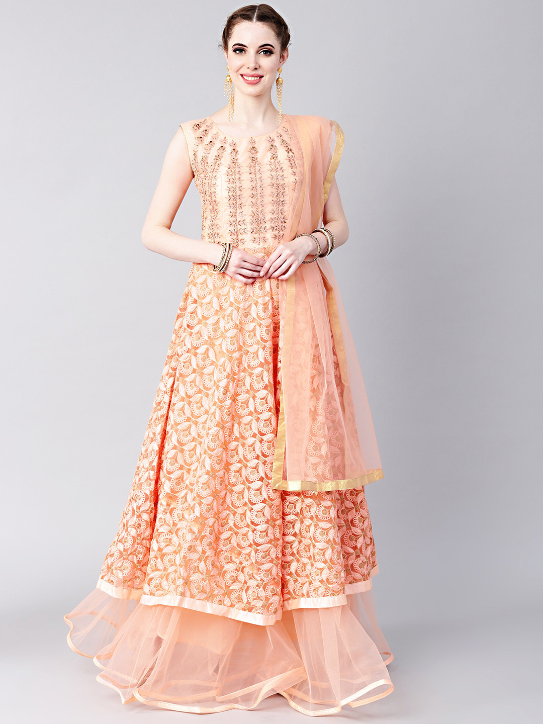 myntra peach dress