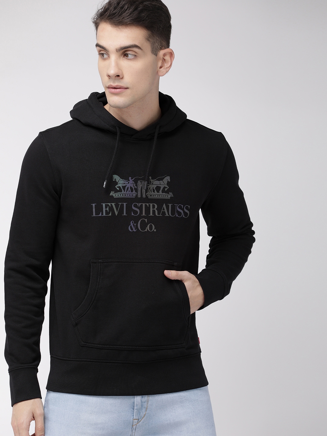 Buy Levis Men Black Printed Hooded Sweatshirt - Sweatshirts for Men 9907487  | Myntra