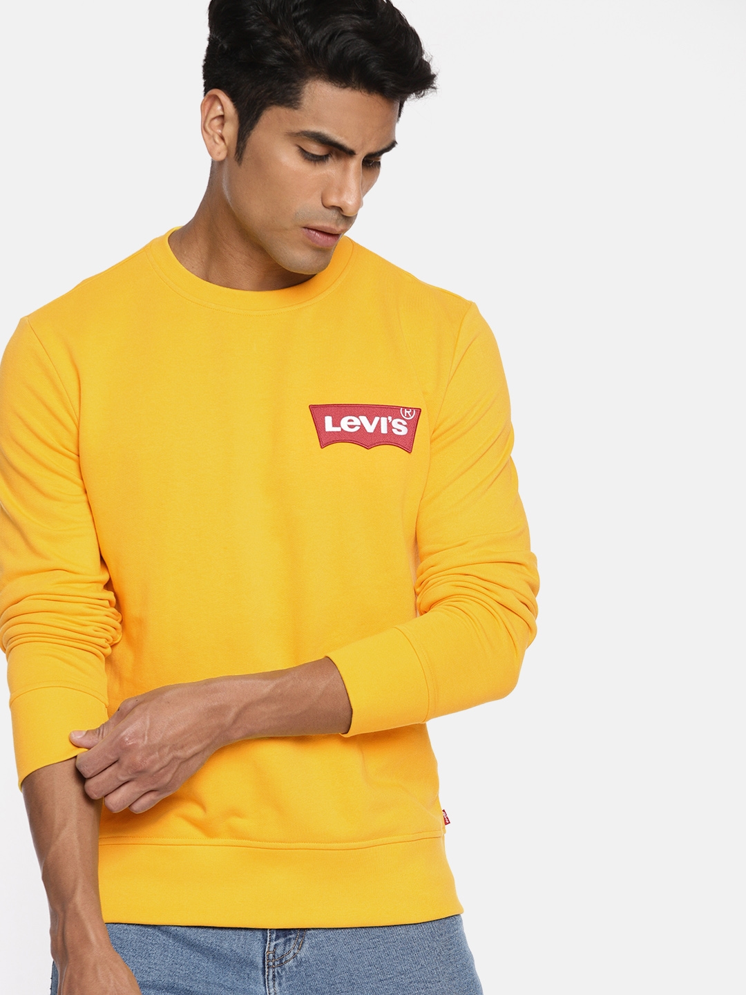 Buy Levis Men Yellow Solid Sweatshirt - Sweatshirts for Men 9907637 | Myntra