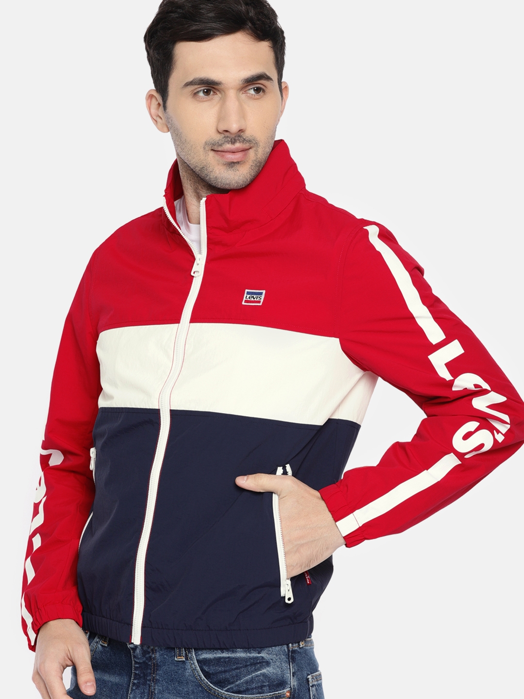 Red & Navy Blue Colour Sporty Jacket for Men from Levi’s