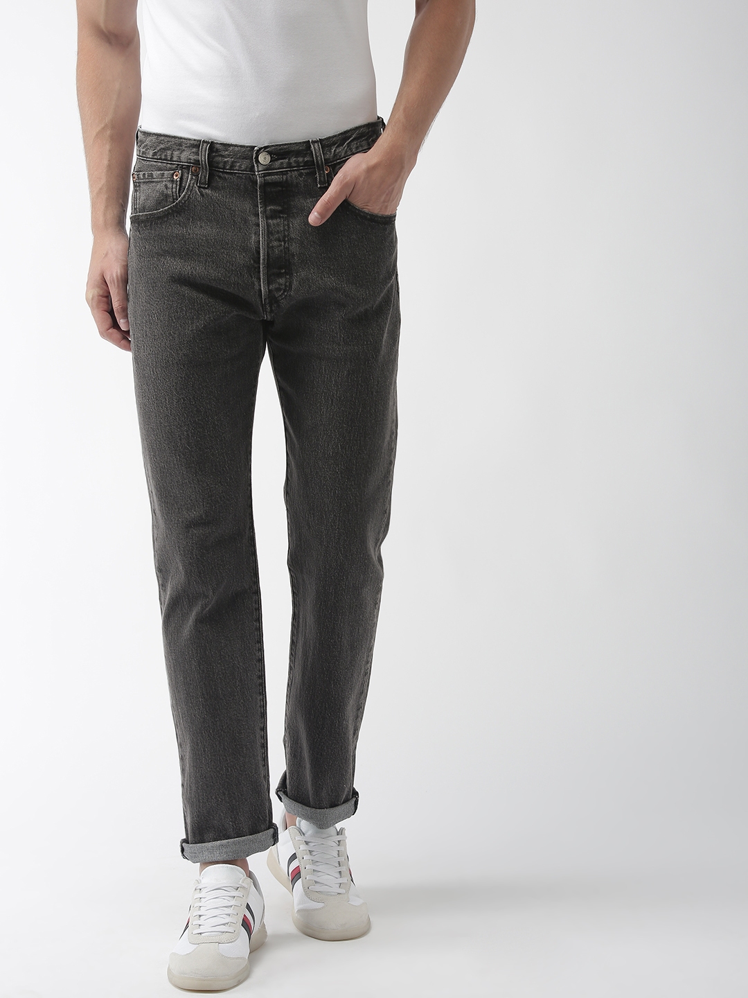 Buy Levis Men Grey 501 Straight Fit Mid Rise Clean Look Stretchable Jeans Jeans for Men 9908325 Myntra